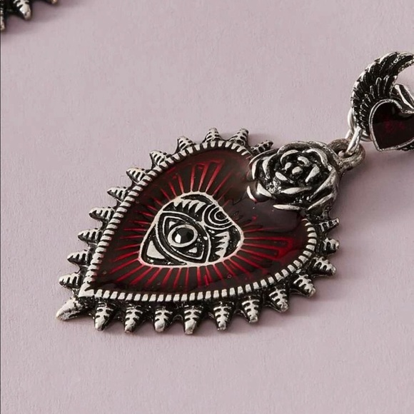 ✨New Dolls Kill Red Heart Angel Wings Dangle Earrings✨ - Picture 4 of 14